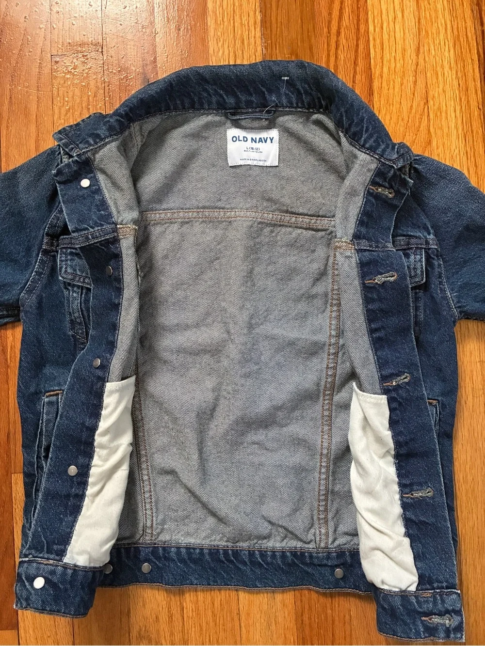 Old Navy Blue Denim Jacket Button Front Pockets Long Sleeve Kid’s Size L 10/12